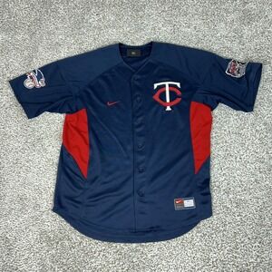 Minnesota Twins Jersey Mens Large Blue Red MLB Baseball Short Sleeve Nike